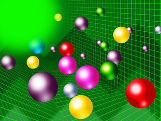 Image showing Green Balls Background Shows Brightness Colorful And Graph\r