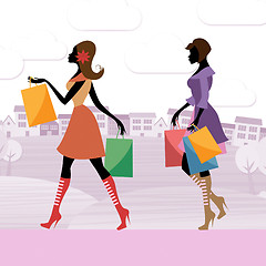 Image showing Women Shopper Shows Commercial Activity And Adults