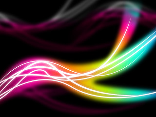 Image showing Flourescent Swirls Background Means Rainbow Lines In Darkness\r