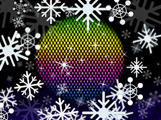 Image showing Snowflakes Ball Shows Colors Winter And Festivities\r