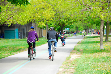 Image showing Bicycling in a park