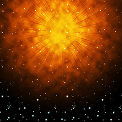 Image showing Orange Sky Background Shows Brilliant Stars And Shining\r