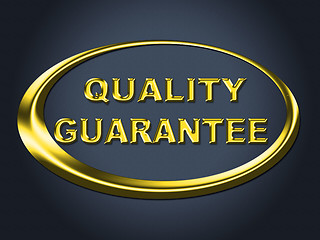 Image showing Quality Guarantee Sign Shows Guaranteed Placard And Check