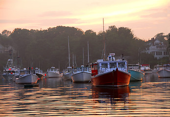 Image showing Fishing boats at sunset