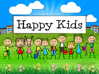 Image showing Happy Kids Banner Shows Childhood Happiness And Toddlers
