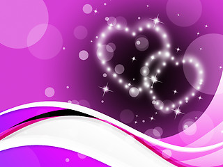 Image showing Purple Hearts Background Means Romance Affections And Twinkling\r