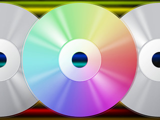 Image showing CD Background Means Music Artists And Rainbow Lines\r