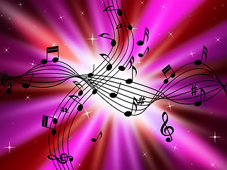 Image showing Pink Music Background Shows Musical Instruments And Brightness\r