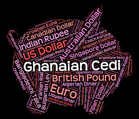Image showing Ghanaian Cedi Indicates Foreign Currency And Coin