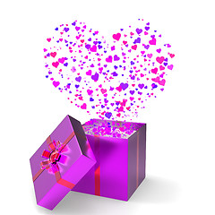 Image showing Heart Gift Indicates Valentines Day And Gift-Box