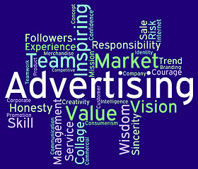 Image showing Advertising Wordcloud Means Advertisements Promotion And Adverti