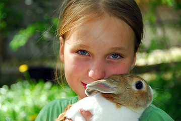 Image showing Girl and bunny