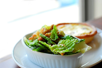 Image showing Caesar salad and quiche