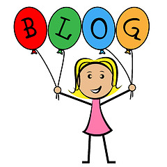 Image showing Blog Balloons Indicates Young Woman And Kids