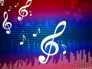 Image showing Treble Clef Background Shows Digital Audio Notes\r
