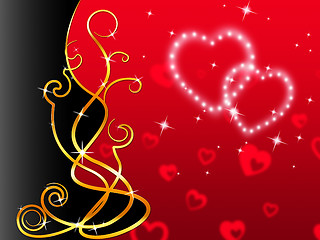 Image showing Red Hearts Background Means Love Dear And Floral\r