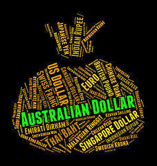 Image showing Australian Dollar Means Currency Exchange And Banknote