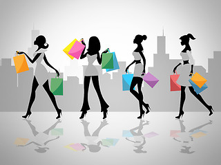 Image showing Shopping Women Shows Retail Sales And Adult