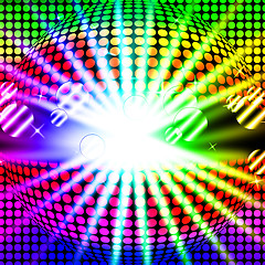 Image showing Disco Ball Background Means Bright Beams And Dancing\r