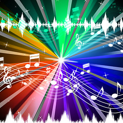 Image showing Colorful Music Background Means Brightness Beams And Singing\r