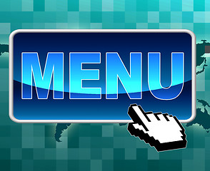 Image showing Online Menu Represents World Wide Web And Button
