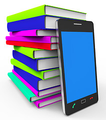 Image showing Phone Knowledge Online Indicates World Wide Web And Book