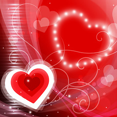 Image showing Glow Heart Shows Valentines Day And Backdrop