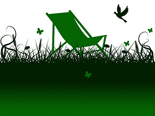 Image showing Deck Chair Means Green Grass And Summer