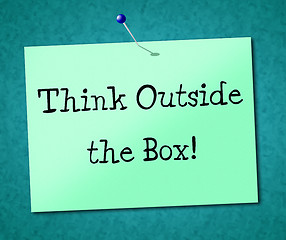 Image showing Think Outside Box Shows Originality Opinion And Ideas