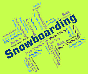 Image showing Snowboarding Word Represents Winter Sports And Boarders