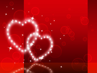 Image showing Red Hearts Background Shows Fondness Special And Sparkling\r