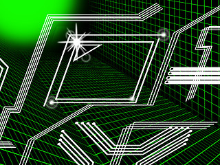 Image showing Green Lines Background Means Tech And Data Routes\r