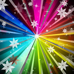 Image showing Colorful Rays Background Means Light Radiating And Flowers\r