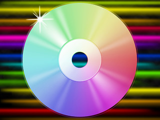 Image showing CD Background Shows Music Listening And Colorful Lines\r