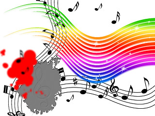 Image showing Rainbow Music Background Means Stripes And Playing Instruments\r
