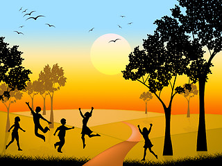 Image showing Countryside Kids Indicates Free Time And Outdoor