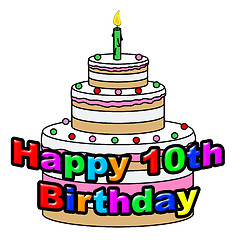 Image showing Happy Tenth Birthday Means Greeting Celebration And Congratulating