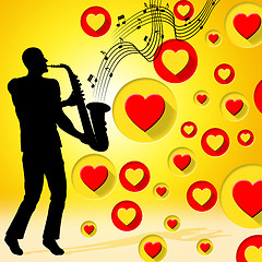 Image showing Saxophone Music Indicates Valentine Day And Acoustic