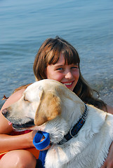 Image showing Girl with a dog