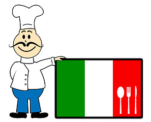 Image showing Chef Italy Represents Cooking In Kitchen And Europe