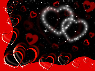 Image showing Glittering Hearts Background Show Tenderness Affection And Love\r