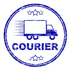 Image showing Courier Stamp Means Delivery Shipping And Transport