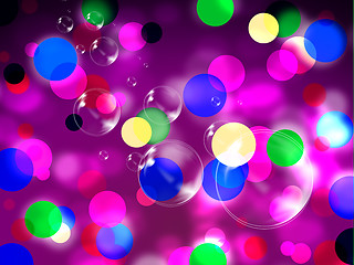 Image showing Purple Spots Background Shows Spotted Decoration And Bubbles\r