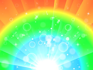 Image showing Bright Colourful Background Means Glowing Rainbow Or Twinkling W