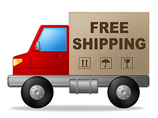 Image showing Free Shipping Shows Truck Postage And Delivering