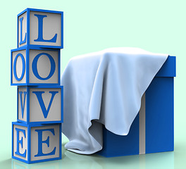 Image showing Love Giftbox Shows Dating Devotion And Greeting