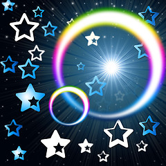 Image showing Rainbow Circles Background Means Glowing Star And Stars\r