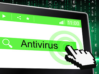 Image showing Online Antivirus Indicates World Wide Web And Firewall