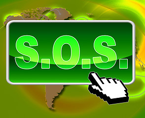 Image showing Sos Button Indicates World Wide Web And Support