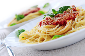 Image showing Pasta and tomato sauce